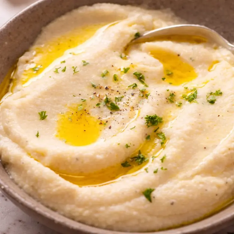Creamy cauliflower mashed potatoes served as a delicious side dish.