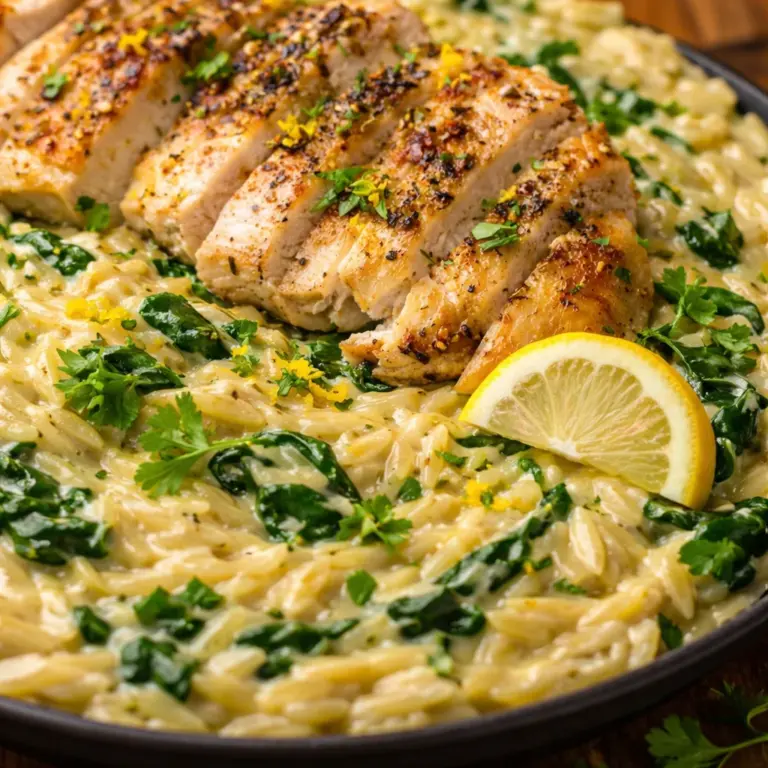 Creamy lemon chicken orzo with tender chicken, orzo pasta, and vibrant lemon flavor.