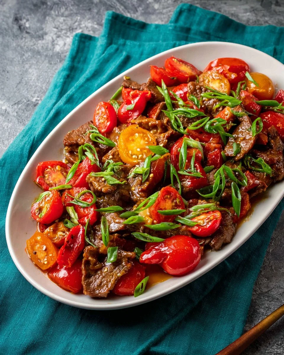 Beef stir fry served with fragrant jasmine rice.