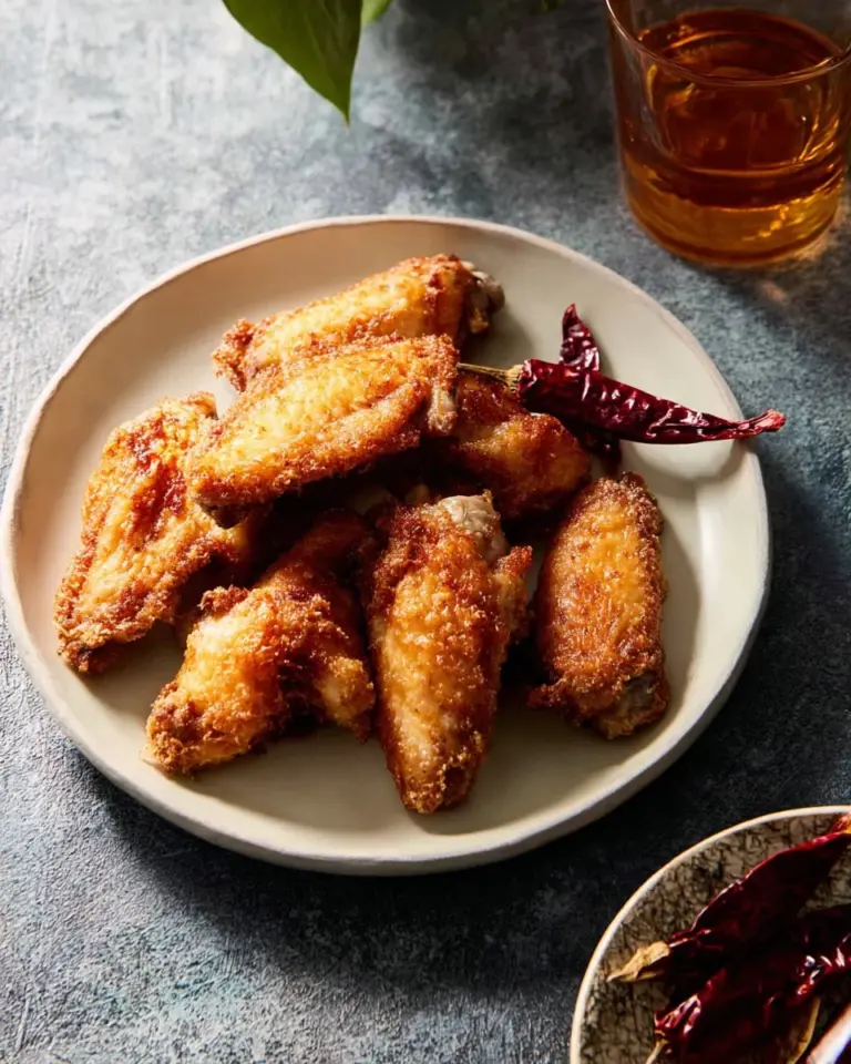 Crispy Thai fish wings served with a side of dipping sauce
