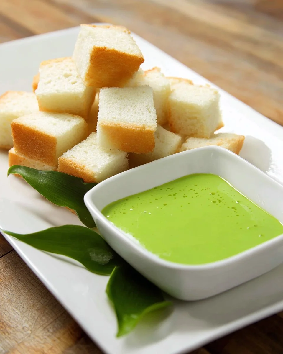 Delicious Pandan Coconut Custard Fondue served with fresh fruits