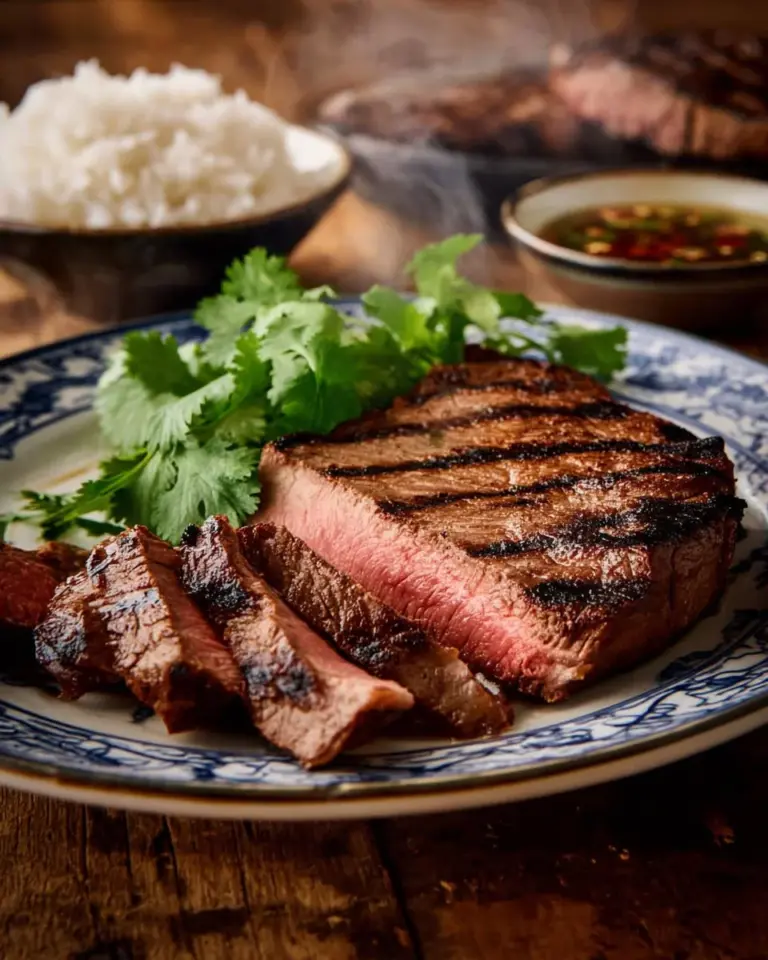 Thai marinated grilled steak dish served with dipping sauce