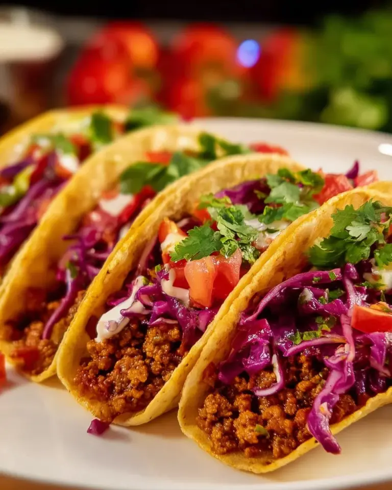 Thai Red Curry Taco topped with fresh cabbage slaw