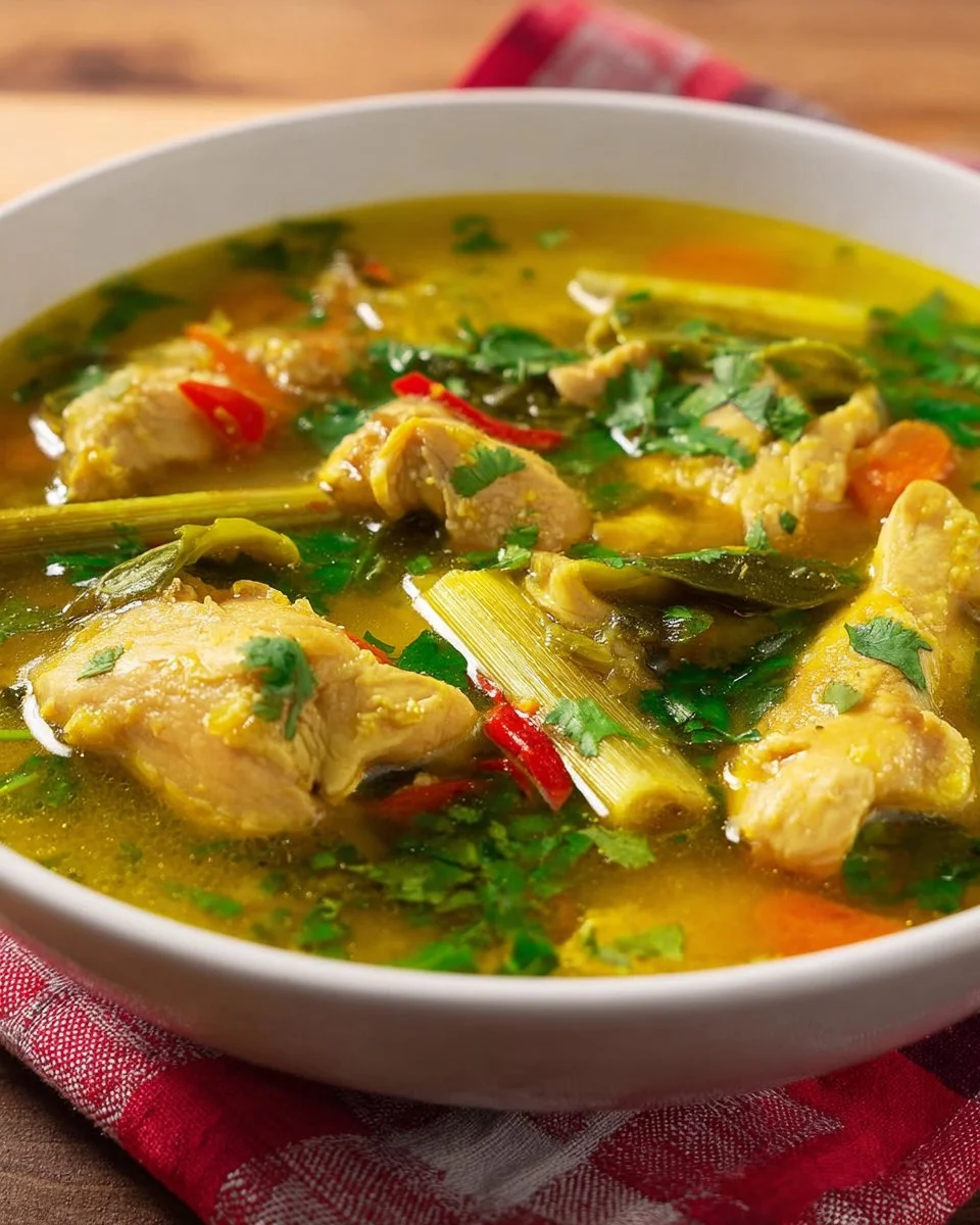 Thai Turmeric Chicken Soup (Chicken in Galangal Soup)